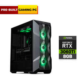 Pre-Built Gaming PC AMD Ryzen 7 5800X, Asus Prime X570-Pro D4 MB, 16GB DDR4 RAM, 500GB NVMe Gen4 SSD, 1TB HDD, RTX 3060Ti 8GB VGA, Cooler Master MasterBox TD500 Case, 850 Watt Gold EVGA PSU, Windows 10 Pro (License)