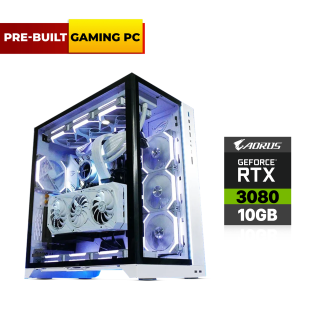 Pre-Built Gaming PC i9-12900K, ASUS ROG STRIX Z690-E WiFi D5 MB, 32GB DDR5 RAM, 1TB NVMe Gen-4 SSD, AORUS RTX 3080 10GB VGA, Thermaltake CL360 Max D5 Water Cooling Kit, 850 WATT GOLD PSU, LIAN LI O11 Dynamic XL Case White, 6x LIAN-LI Fans, Win 11 Pro