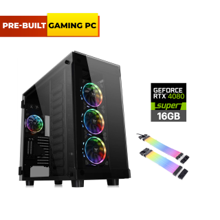Pre-Built Gaming PC i9-14900K CPU,Asus Rog Strix Z790 A MB,CORSAIR 64GB RAM,1TB+2TB SSD NVME GEN-4,ASUS TUF 4080 SUPER 16GB VGA,Thermaltake L360 Liquid Cooler,Thermaltake 1050 WATT Gold PSU,TT View 91 RGB Edition,lian li Strimers VGA+MB,Win 11 Pro 