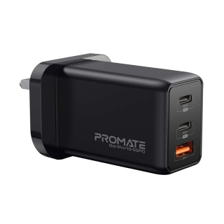 Promate 65W Power Delivery GaNFast™ Charging Adaptor UK Plug Charge From Earbuds to Macbook Pro 16